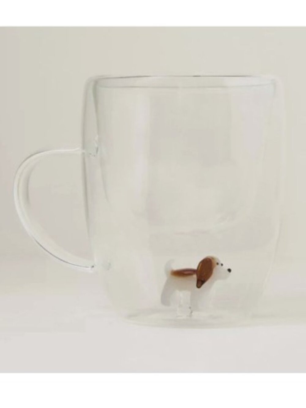 Anthropologie Double-Wall Glass Dog Mug – Brown & White Dog - NWT - Picture 2 of 8